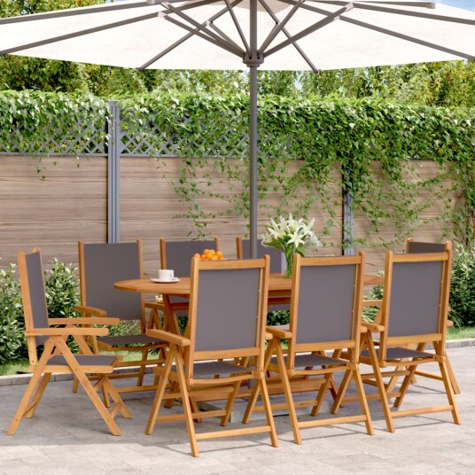 Lenestoler for hage 8 stk antrasitt stoff og heltre 3214543 Lenestoler for hage 8 stk antrasitt stoff og heltre 3214543