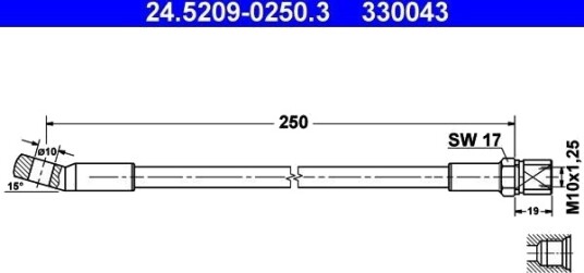 ATE 24.5209 0250.3 Bremseslange ATE 24.5209 0250.3 Bremseslange