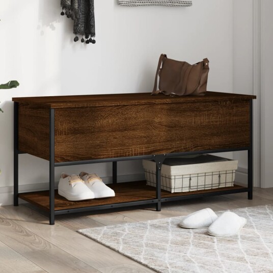 Oppbevaringsbenk brun eik 100x42,5x47 cm konstruert tre 8721012340787