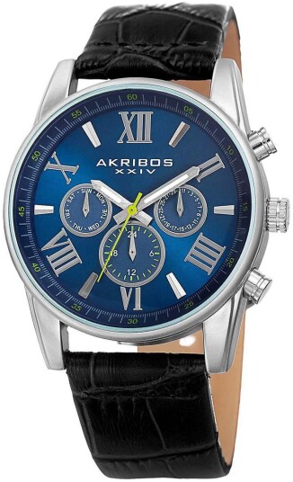Akribos XXIV Herreklokke AK911SSBU Multi Function Blå/Lær Ø41 mm Akribos XXIV Herreklokke AK911SSBU Multi Function Blå/Lær Ø41 mm