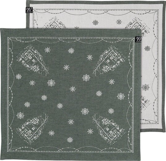 Wik & Walsøe Julemorgen Serviett 2 pk 45x45 cm Hvit / Grønn