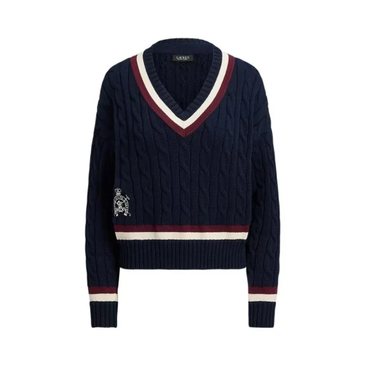 Lauren Ralph Lauren Cable Knit Cotton Cricket Sweater Navy XL Lauren Ralph Lauren Cable Knit Cotton Cricket Sweater Navy XL
