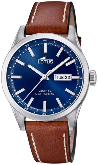 Lotus Herreklokke 18671/3 Classic Blå/Lær Ø42 mm