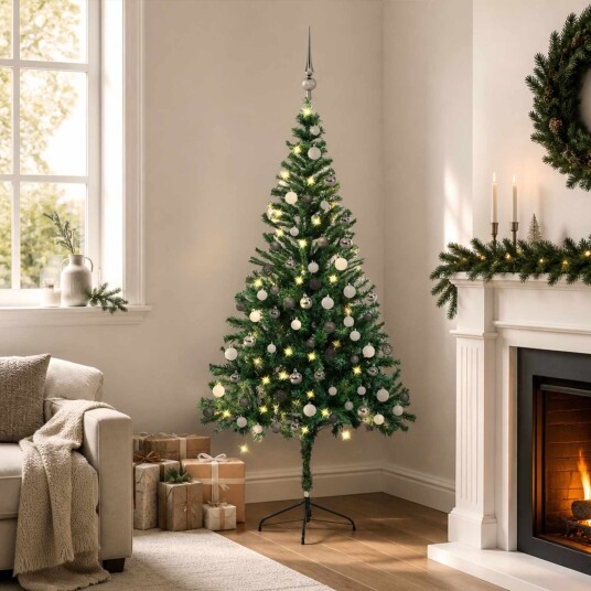 vidaXL Kunstig juletre med LED og kulesett 180 cm 564 grener