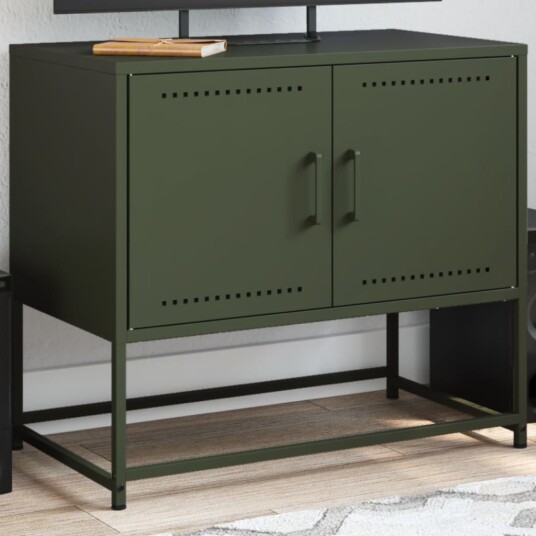 TV-benk olivengrønn 68,5x39x60,5 cm stål 846474