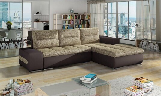 Seksjon Eltap Ottavio 275x180x85 cm Berlin 03 Soft 66 Beige Mørkebrun Høyre