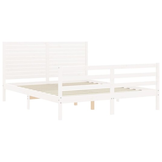 vidaXL Sengeramme med hodegavl hvit 160x200 cm heltre 8720845402075