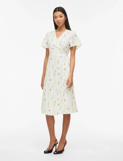 Vila Vilovie S/S Wrap Midi Dress Noos White 34