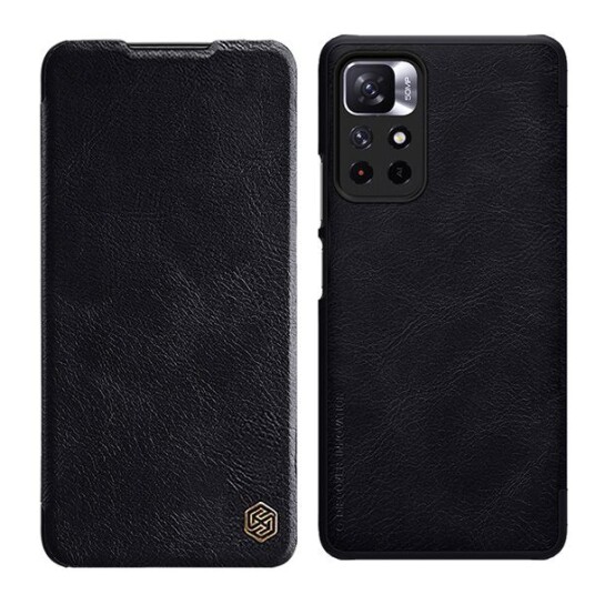 Nillkin Qin-Deksel Til Xiaomi Redmi Note 11T 5G / Note 11S 5G / Note 11 5G (Kina) / Poco M4 Pro 5G Kamerabeskytter Hylsterdeksel Flip-Etui Svart