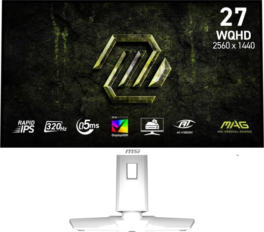 MSI 27" 2560 x 1440 WQHD Rapid IPS 0.5ms 320Hz HDR DisplayPort HDMI Pivot Height VESA 9S6-3CE49H-028 MSI 27" 2560 x 1440 WQHD Rapid IPS 0.5ms 320Hz HDR DisplayPort HDMI Pivot Height VESA 9S6-3CE49H-028