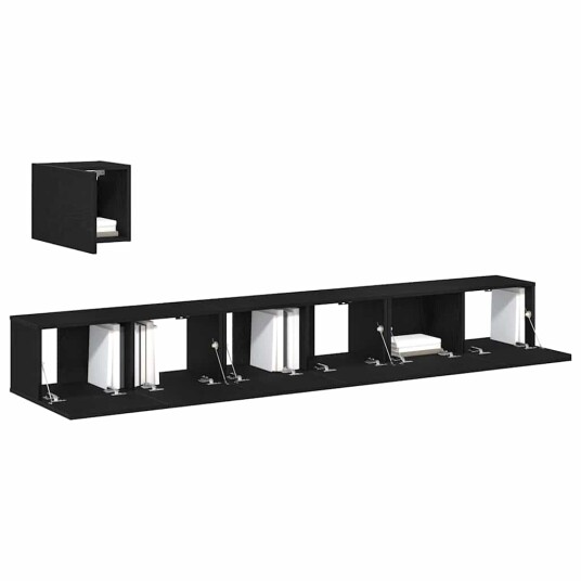 4 delt TV enhet i svart eik laget av tre. 4 delt TV enhet i svart eik laget av tre.