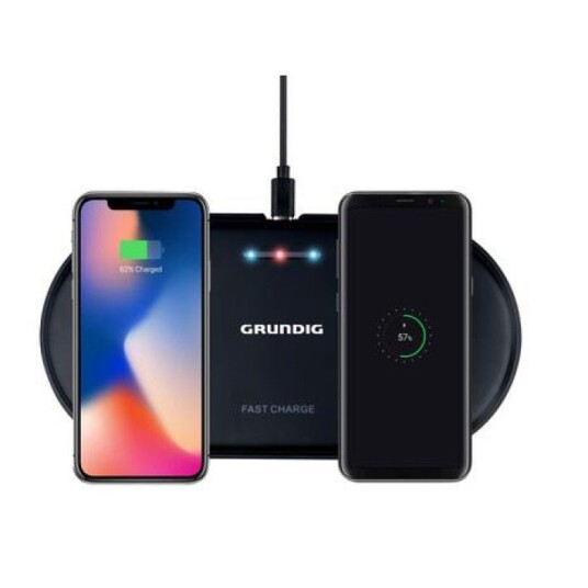 Dobbel trådløs hurtiglader 2x10W Qi Dobbel trådløs hurtiglader 2x10W Qi