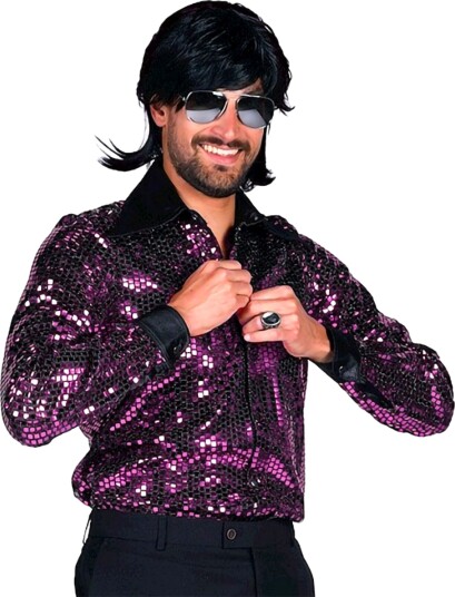 Thetru B.v. Disco Skjorte Herre Svart Lilla Deluxe Medium 3829-0900-000M