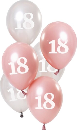 Folat Ballonger Rosa/Sølv 18 År 6-pakning 68518