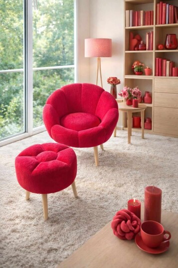 Wing Chair & Pouffe Set (2 Pieces) Atelier Del Sofa -