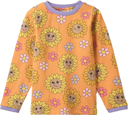 Småfolk Elstar Long Sleeved Top With Sunflowers Orange 92 98