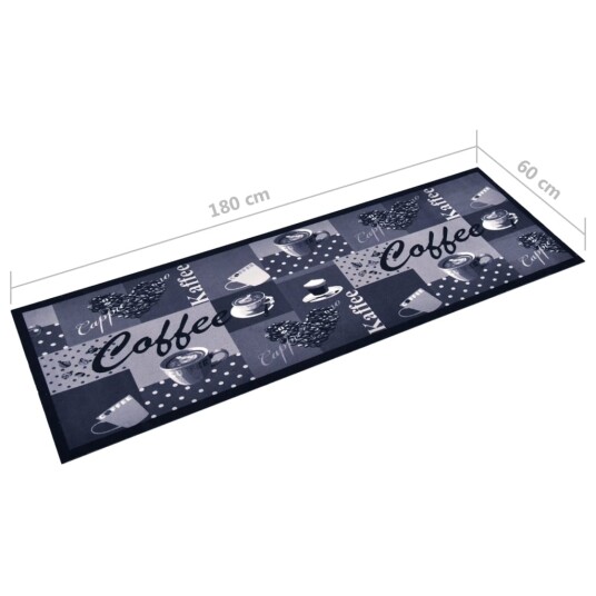 vidaXL Vaskbart kjøkkenteppe kaffe blå 60x180 cm