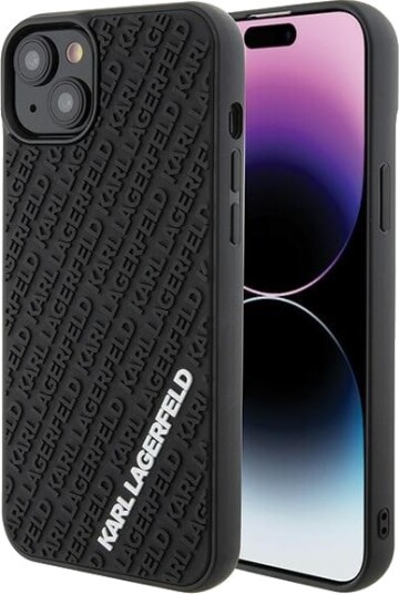 Karl Lagerfeld 3D Gummideksel Multi Logo for iPhone 15 Plus - Svart