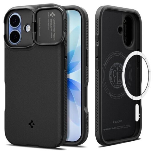 Spigen Optik Armor MagSafe Mobildeksel for iPhone 17 - Svart Spigen Optik Armor MagSafe Mobildeksel for iPhone 17 - Svart