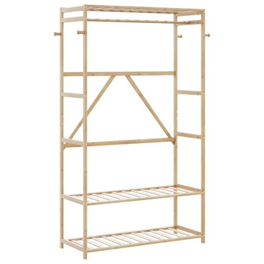 Klesstativ med hyller 110x40x175 cm bambus 8721102643071 Klesstativ med hyller 110x40x175 cm bambus 8721102643071
