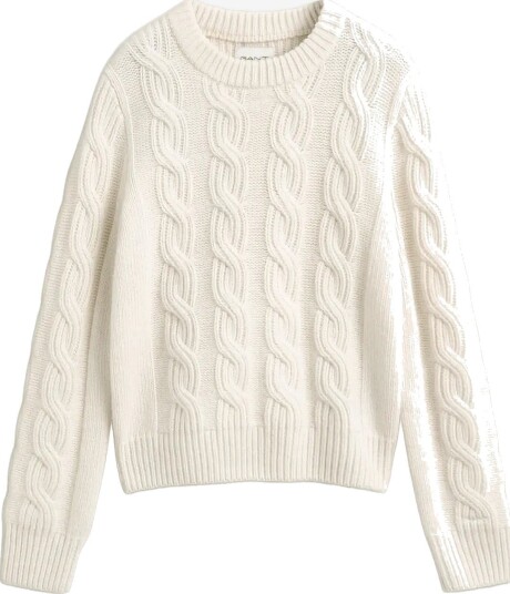 Gant Wool Blend Cable Knit C Neck CREAM XS