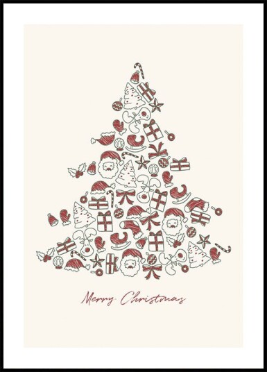Doodle Christmas Tree Plakat Plakat / 30x40cm