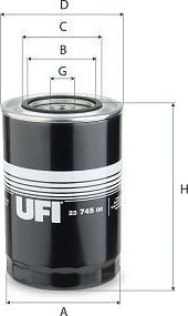 Oljefilter UFI 23.745.00 Oljefilter UFI 23.745.00