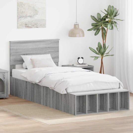 Sengestamme med hylle Grå Sonoma 75 x 190 cm Konstruert tre