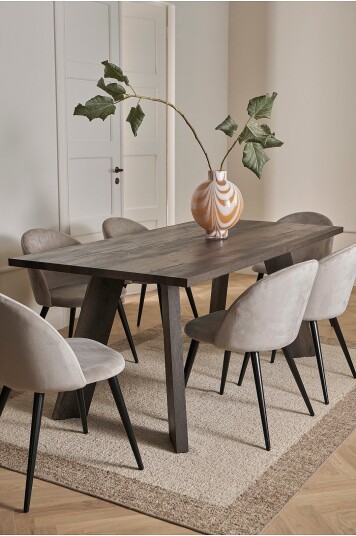 Ellos Home   Country spisegruppe med 1 bord + 6 stoler   Brun