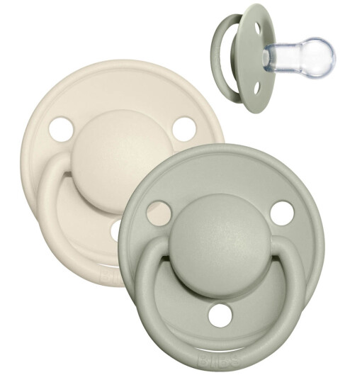 BIBS Pacifier De Lux Silicone Ivory/Sage Onesize 2pcs