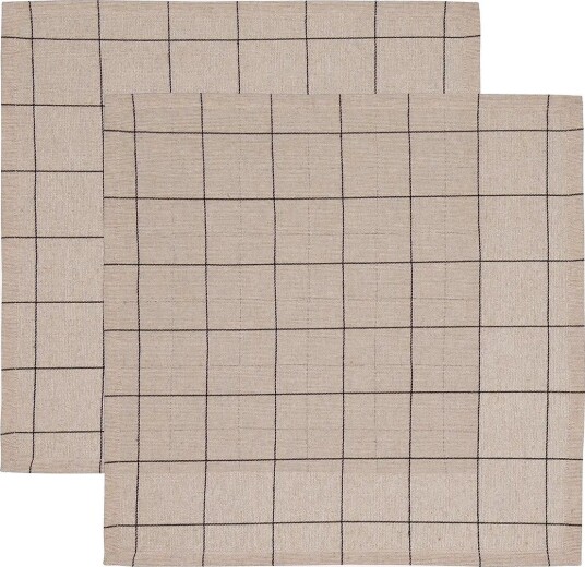 Noble House Napkin Check Grs Beige 40X40 2-P - LINEN BEIGE - 40X40 cm