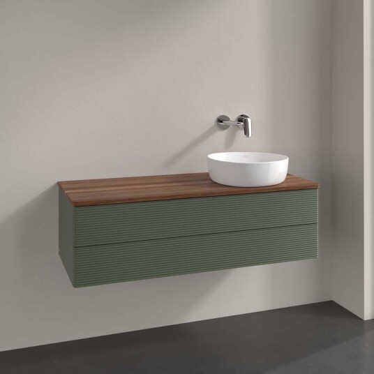 Villeroy & Boch  Antao Servantskap med 2 skuffer 120x50x36 cm m/lys Grønn Matt/Valnøtt