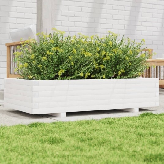 Plantekasse hvit 110x60x26,5 cm heltre furu