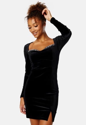BUBBLEROOM Jelena Velvet Dress Black XS