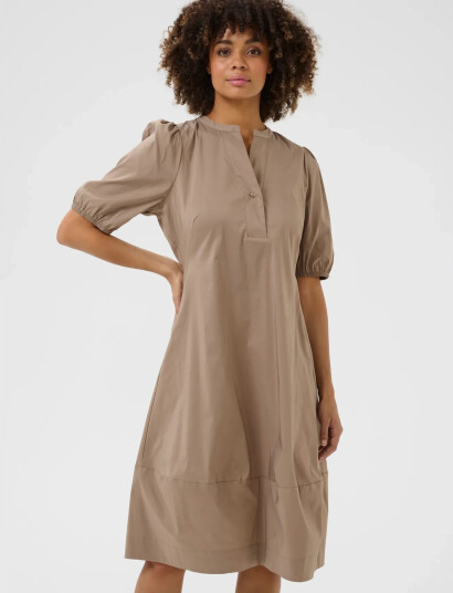 Culture Cuantoinett Ss Placket Dress Beige XS