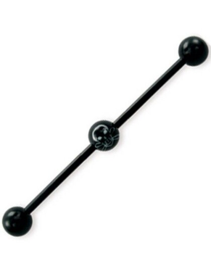 Aab Hated Skull Svart Ørebarbell Strl 1.6 x 38 mm med 6 mm kule