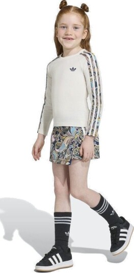 Adidas Originals Slim Crop 3 stripes Long Sleeve Top/regular Wrap Skort Set størrelse 116 cm
