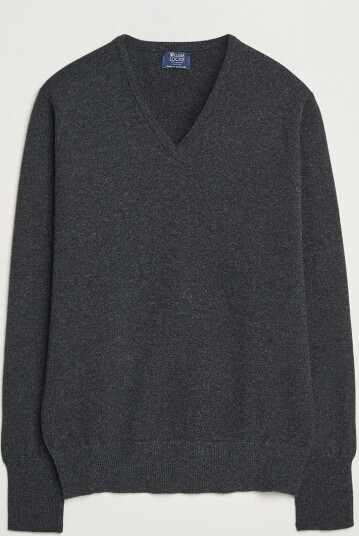 William Lockie Rob Lambswool V Neck Charcoal