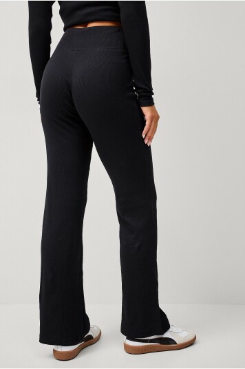 Ellos Studio Yogabukse Straight Leg Soft Rib Svart