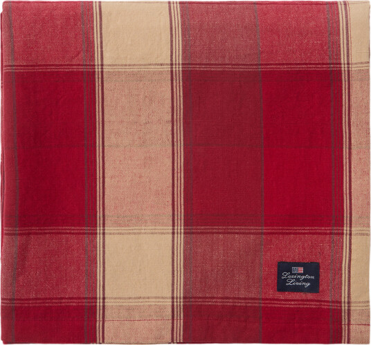 Lexington Rutete duk lin/bomull 150x350 cm rød/beige