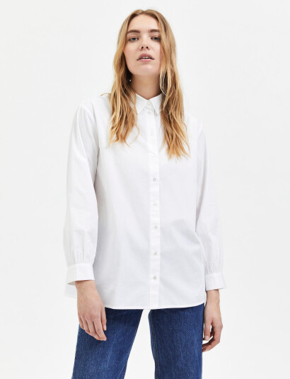 Selected Slfreka Ls Shirt B - White - 42