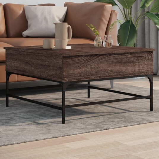 Salongbord brun eik 80x80x45 cm konstruert tre og metall 8721012479449