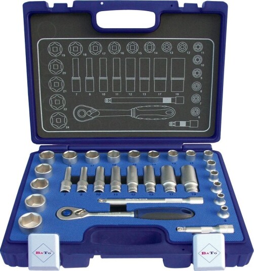 Bato Pipenøkkelsett 3/8" 6-Kant 6-24 mm Kort 7-19 mm Lang EVA 29 Deler