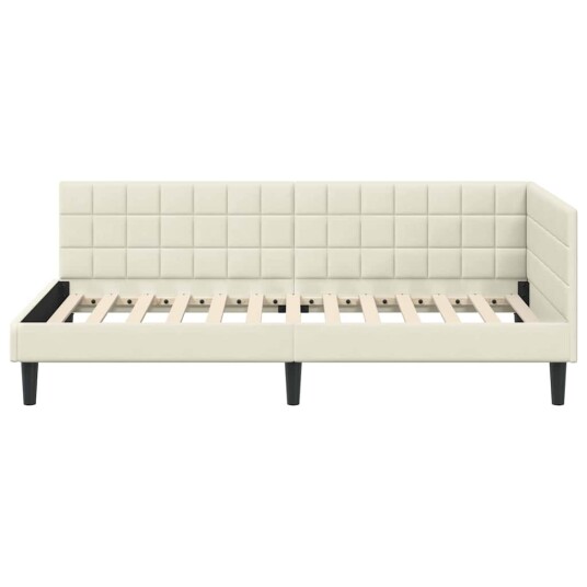 Hjørnesengramme med hodegjerde Krem 100 cm x 200 cm Fløyel Hjørnesengramme med hodegjerde Krem 100 cm x 200 cm Fløyel