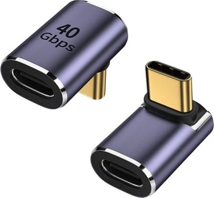 Type-C hunn til Type-C hann adapter opp/ned vinkel - 2 stk - 40Gbps dataoverføring og strømforsyning