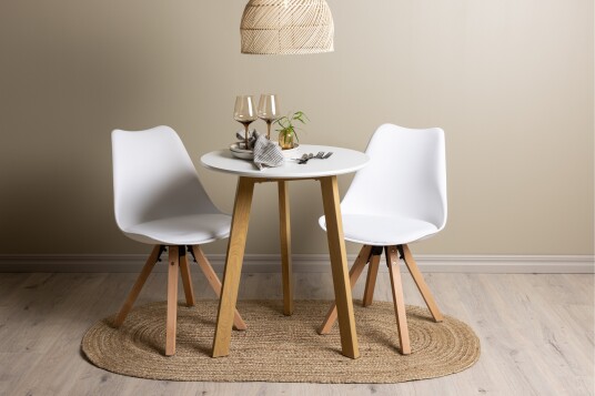 Venture Home Spisegruppe Leonora 65 cm Rund med 2 Zeno Stoler Hvit