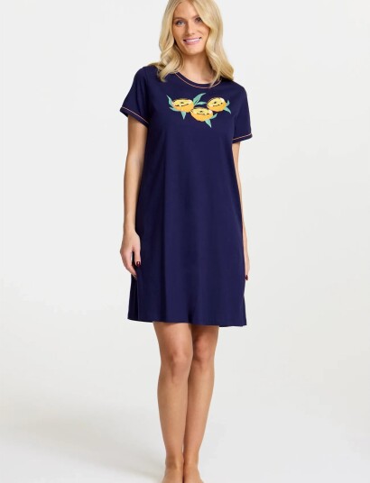 Damella of Sweden Nightdress Short Sleeve Navy M
