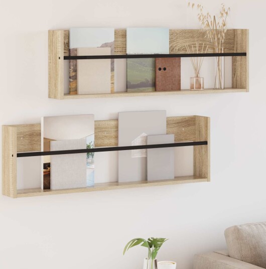 vidaXL Magasinreol 2 pcs Sonoma eik 100 x 12 x 30 cm Konstruert tre vidaXL Magasinreol 2 pcs Sonoma eik 100 x 12 x 30 cm Konstruert tre