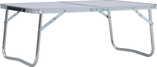 Sammenleggbart campingbord hvit aluminium 60x40 cm