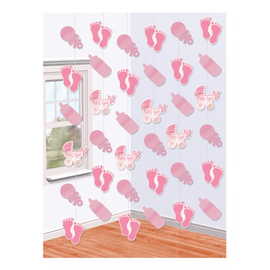Amscan International Baby Shower Baby Girl Hengende Dekorasjon - 6-pakning